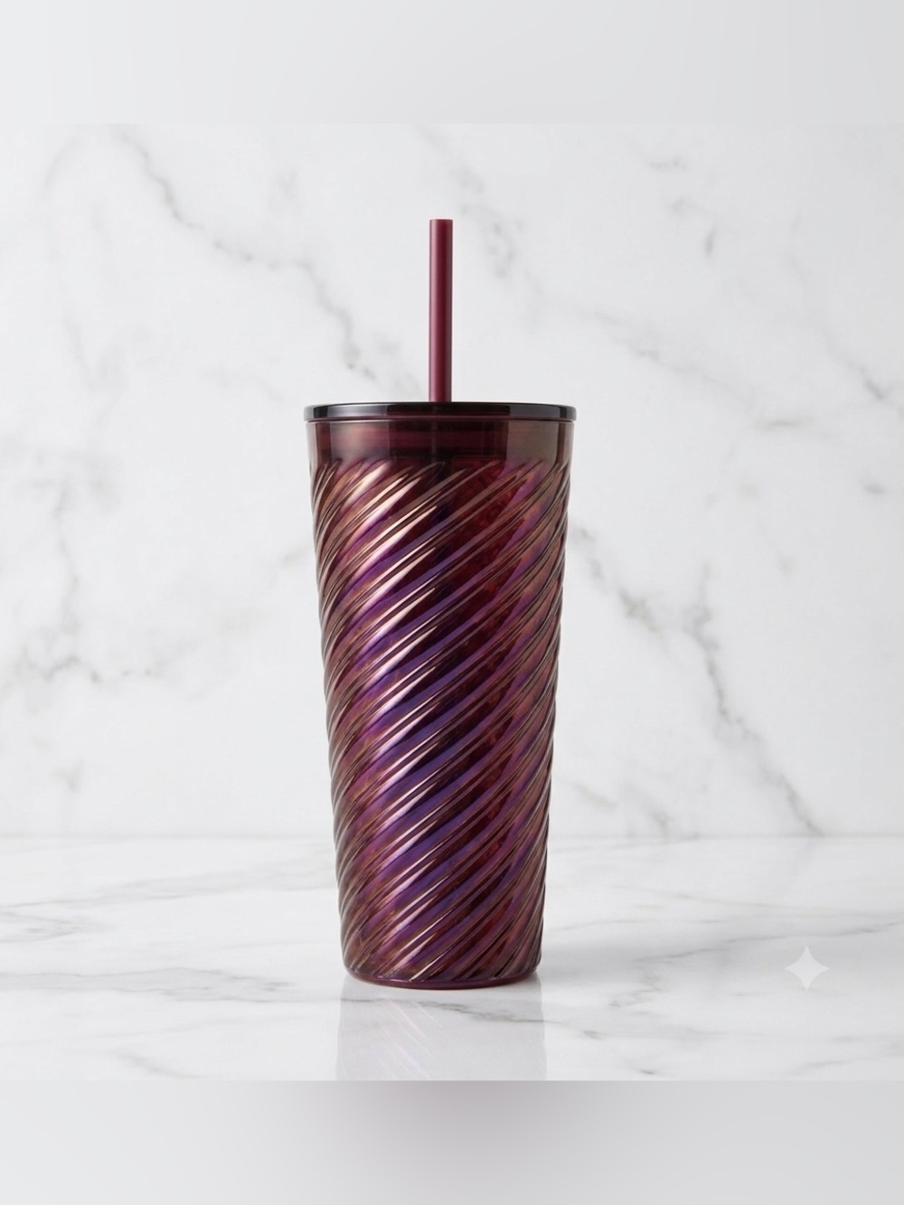 Starbucks 2023 Red Opalescent Twist Glass Tumbler 18oz Cold Cup New With Tags
